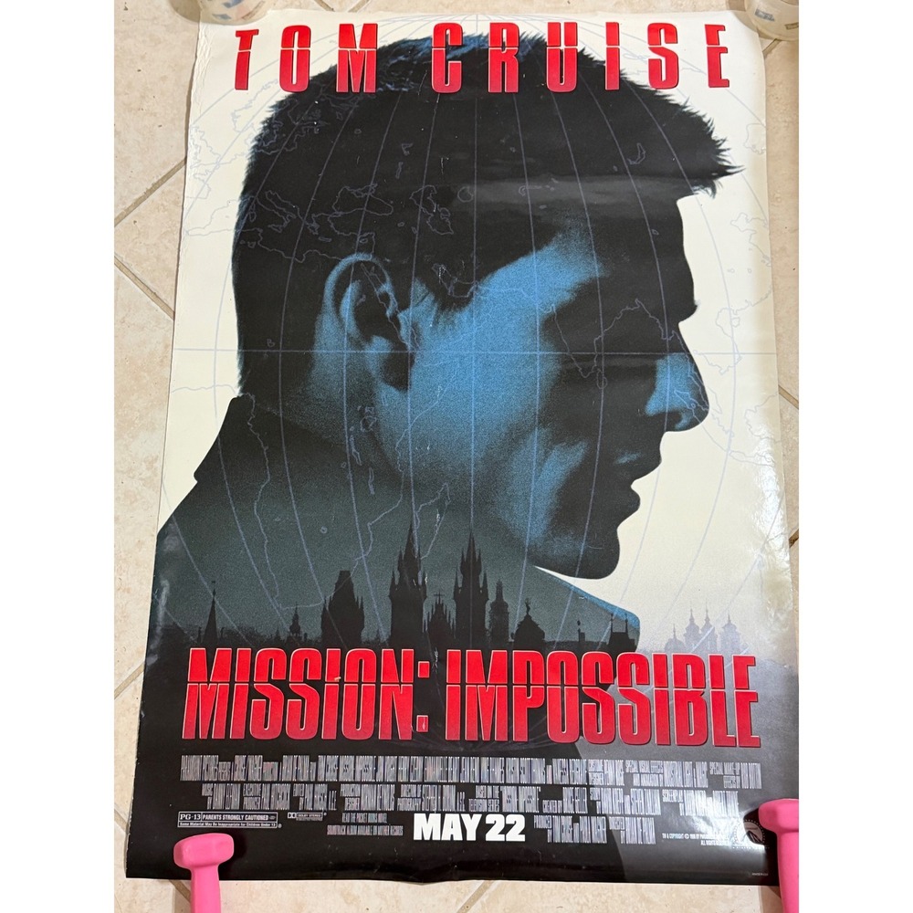 Vintage 1996 Mission Impossible Movie Poster Tom Cruise Original Theater 27x40